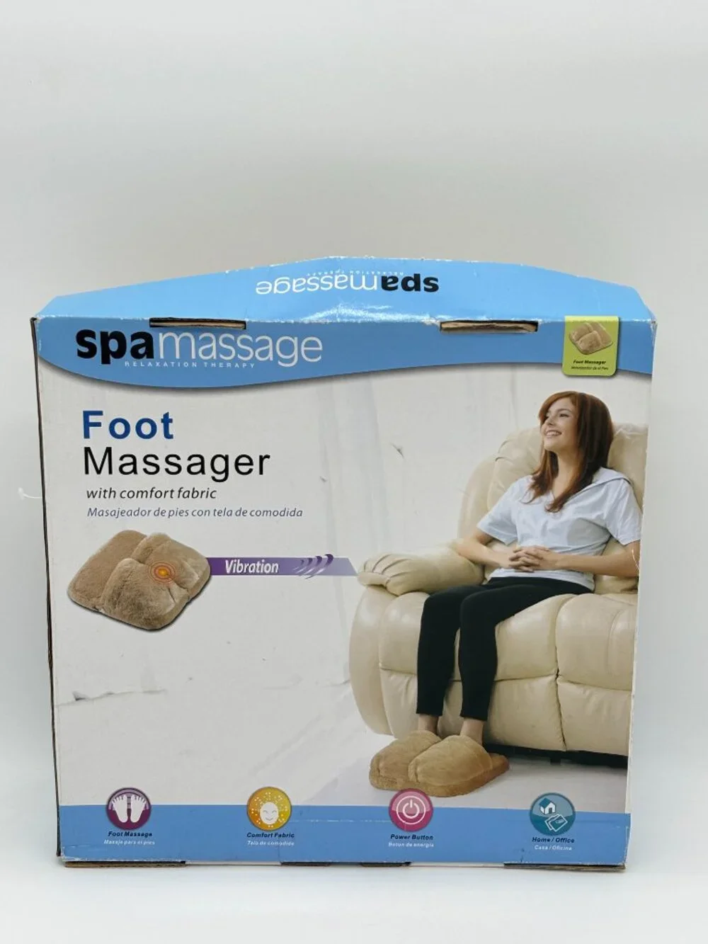 Spa Massage Foot Massager Vibration Slipper Style Relaxation Beige Fleece Soft
